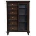Andover 6-drawer Tempered Glass Door Chest Dark Oak - Bargain Furniture (Detroit, MI)