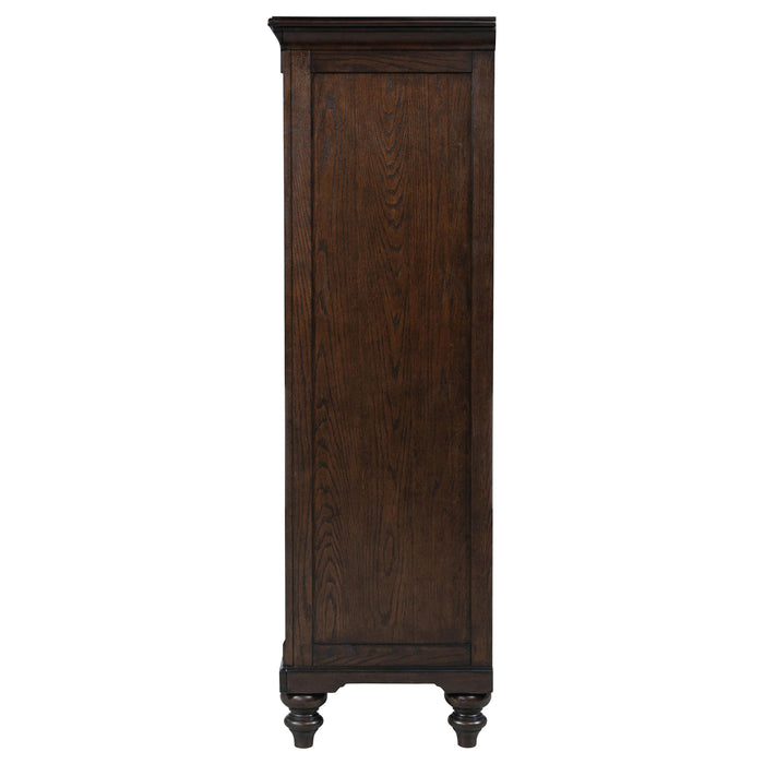 Andover 6-drawer Tempered Glass Door Chest Dark Oak - Bargain Furniture (Detroit, MI)
