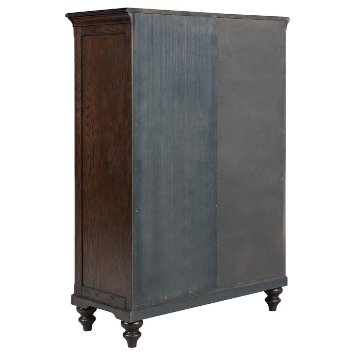 Andover 6-drawer Tempered Glass Door Chest Dark Oak - Bargain Furniture (Detroit, MI)
