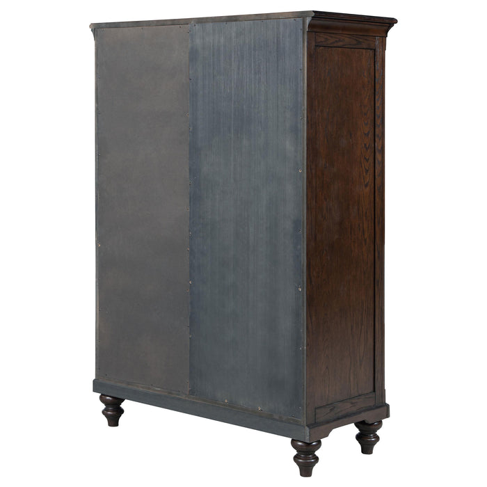 Andover 6-drawer Tempered Glass Door Chest Dark Oak - Bargain Furniture (Detroit, MI)