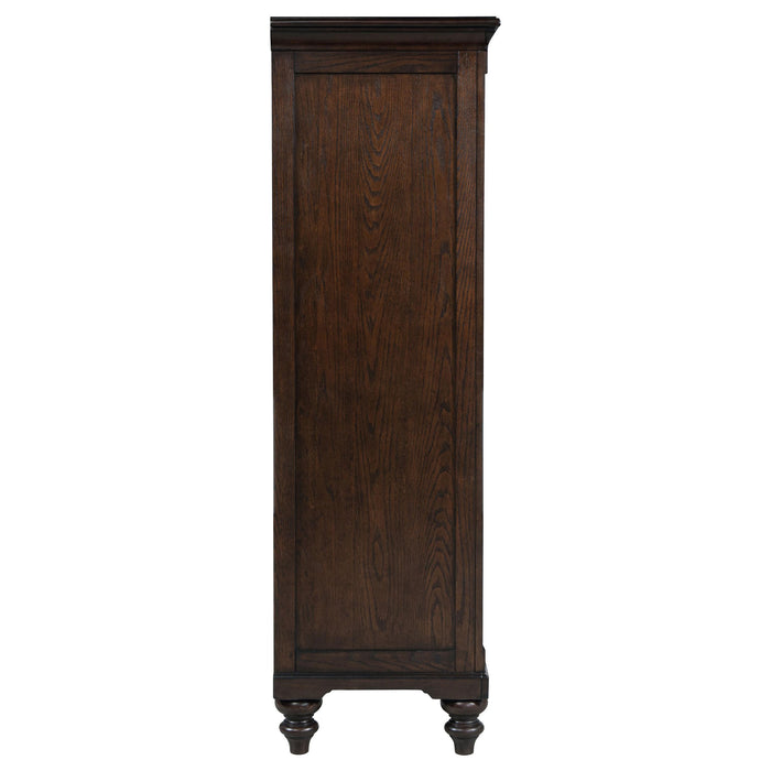 Andover 6-drawer Tempered Glass Door Chest Dark Oak - Bargain Furniture (Detroit, MI)