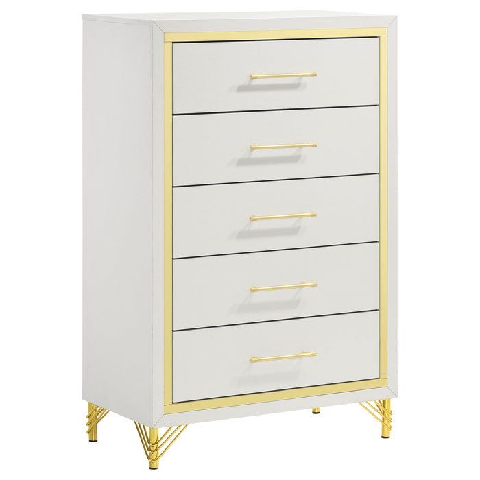 Lucia 4 & 5 Piece Bedroom Set King & Queen Beige & Grey - Bargain Furniture (Detroit, MI)