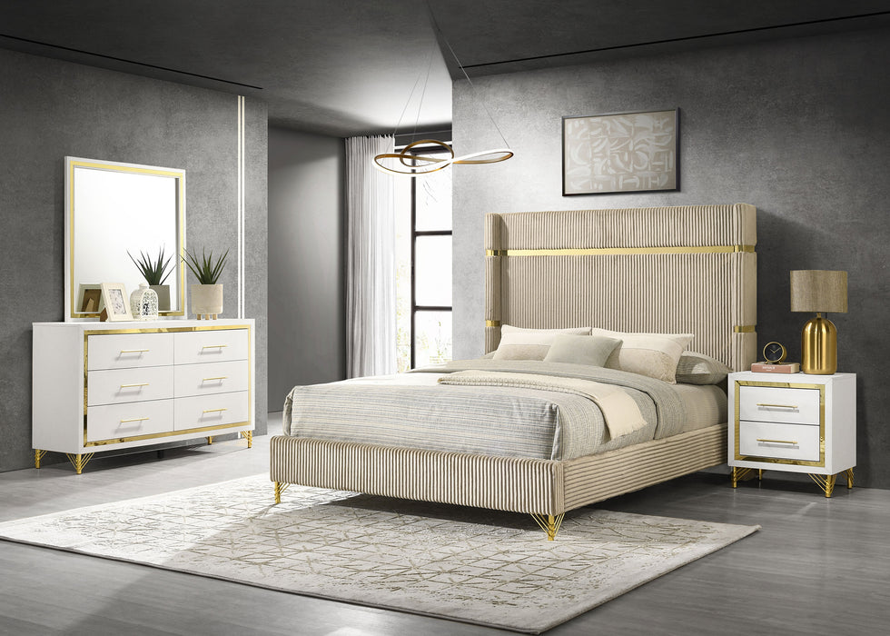 Lucia 4 & 5 Piece Bedroom Set King & Queen Beige & Grey - Bargain Furniture (Detroit, MI)