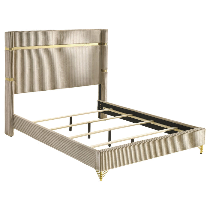 Lucia Eastern King & Queen Bed Beige & Grey - Bargain Furniture (Detroit, MI)