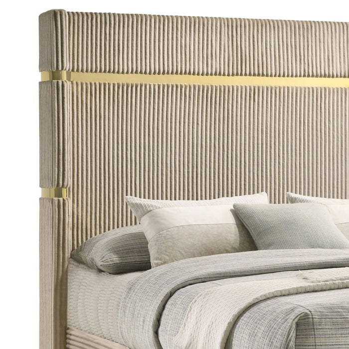 Lucia Eastern King & Queen Bed Beige & Grey - Bargain Furniture (Detroit, MI)