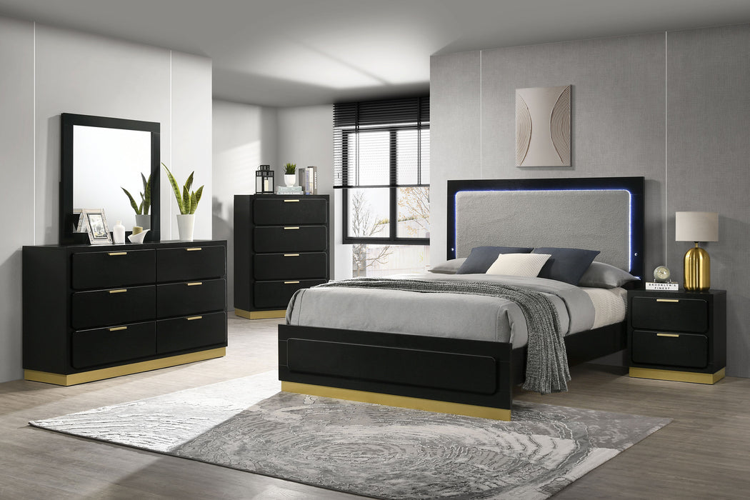 Caraway 4 Pc & Pc E.King, Cal.King, & Queen Bedroom Set Black & White - Bargain Furniture (Detroit, MI)