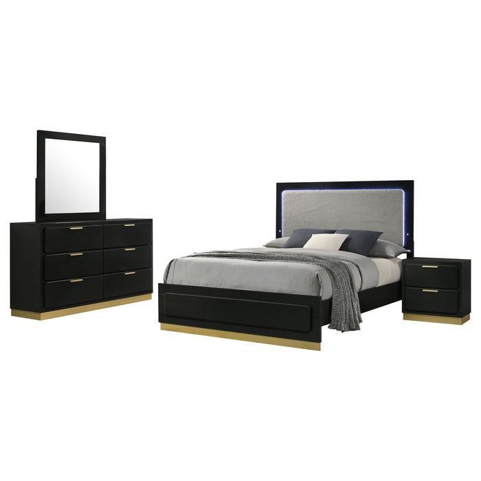 Caraway 4 Pc & Pc E.King, Cal.King, & Queen Bedroom Set Black & White - Bargain Furniture (Detroit, MI)