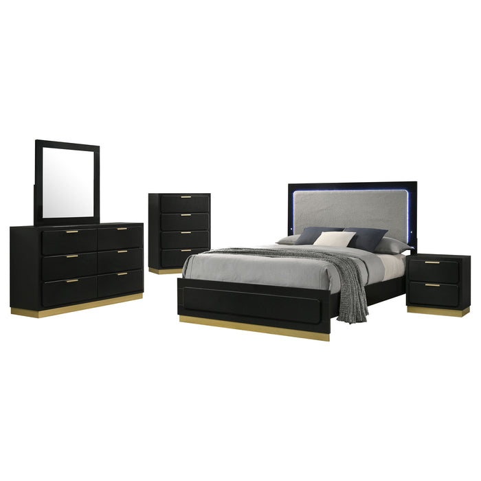 Caraway 4 Pc & Pc E.King, Cal.King, & Queen Bedroom Set Black & White - Bargain Furniture (Detroit, MI)
