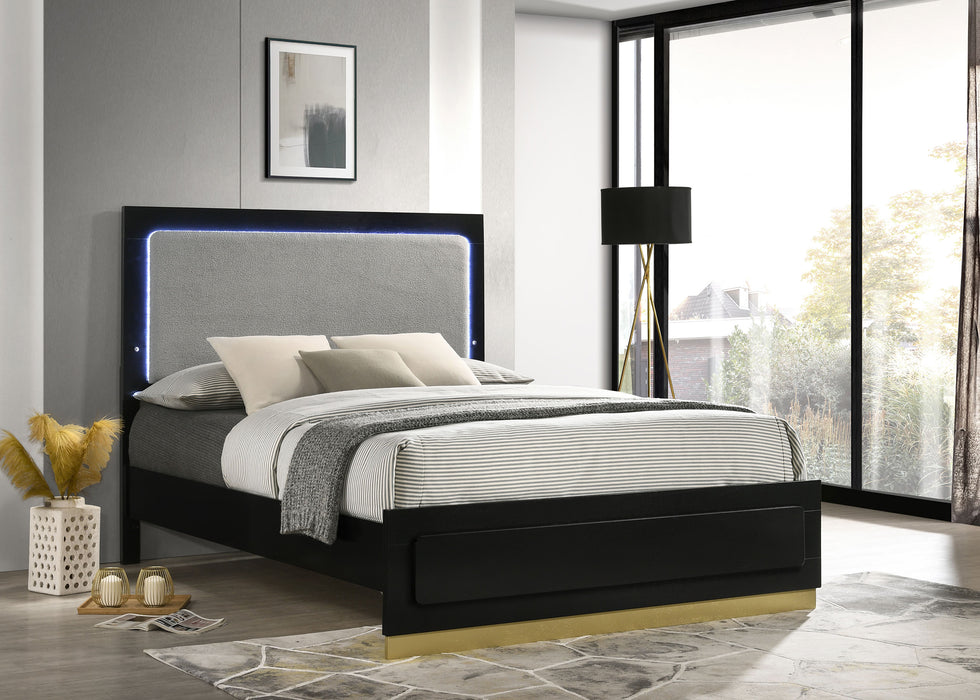 Caraway California King, E.King, & Queen Bed Black & White - Bargain Furniture (Detroit, MI)