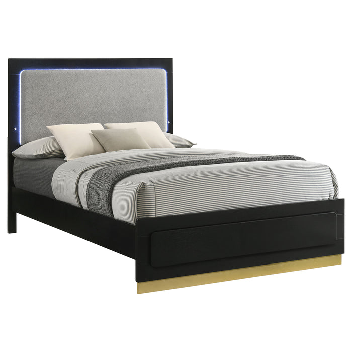 Caraway California King, E.King, & Queen Bed Black & White - Bargain Furniture (Detroit, MI)