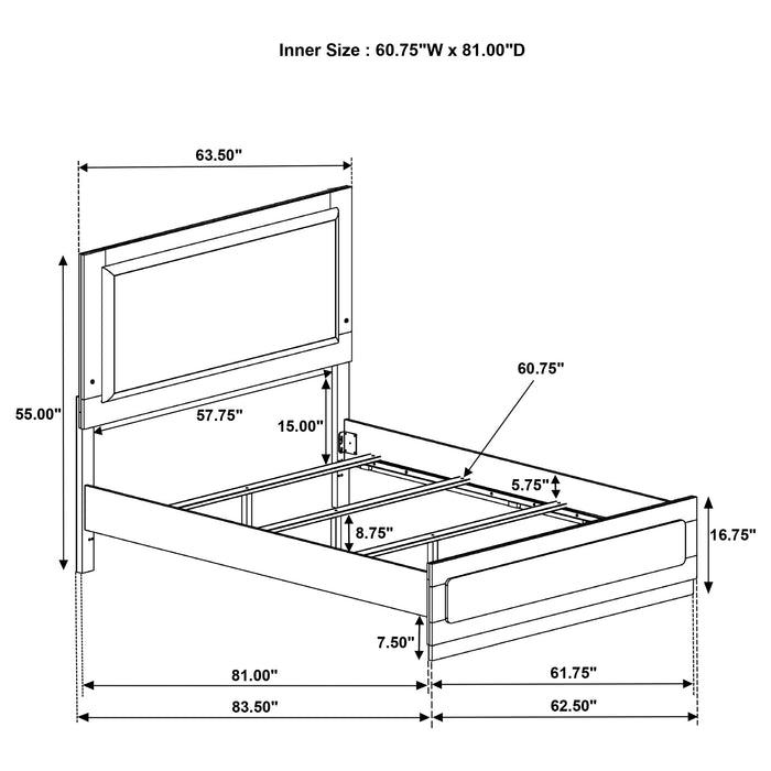 Caraway California King, E.King, & Queen Bed Black & White - Bargain Furniture (Detroit, MI)