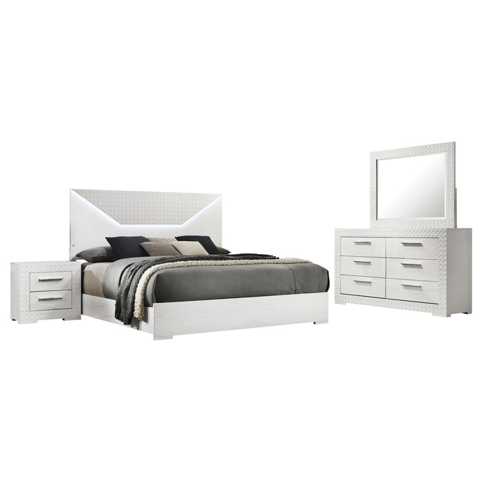 Ives 4 & 5 Piece Bedroom Set E.king & Queen White & Grey - Bargain Furniture (Detroit, MI)