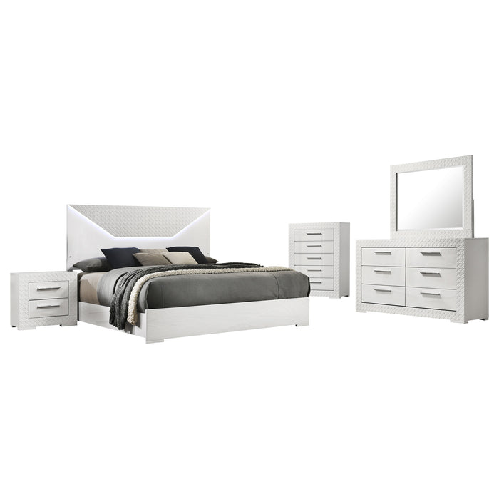 Ives 4 & 5 Piece Bedroom Set E.king & Queen White & Grey - Bargain Furniture (Detroit, MI)