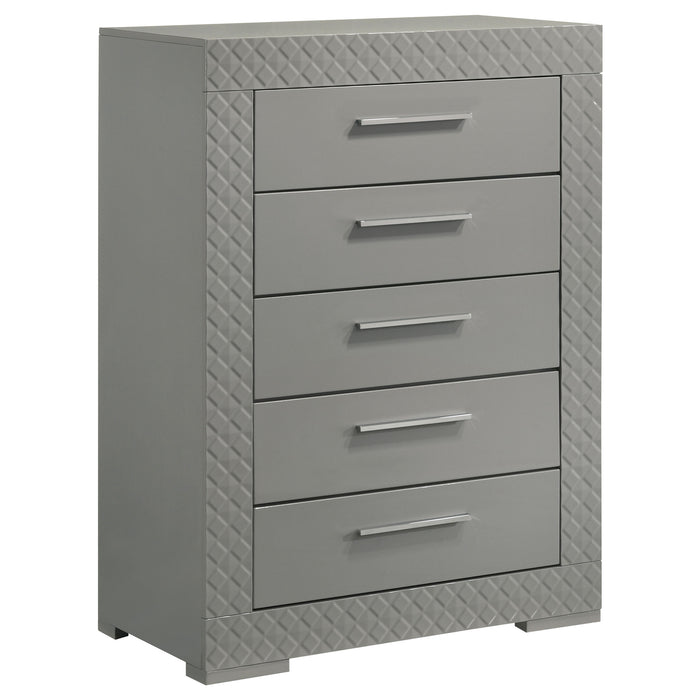 Ives 4 & 5 Piece Bedroom Set E.king & Queen White & Grey - Bargain Furniture (Detroit, MI)