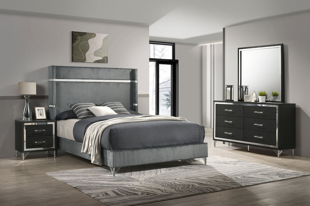 Lucia 4 & 5 Piece Bedroom Set King & Queen Beige & Grey - Bargain Furniture (Detroit, MI)