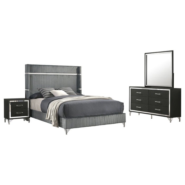 Lucia 4 & 5 Piece Bedroom Set King & Queen Beige & Grey - Bargain Furniture (Detroit, MI)