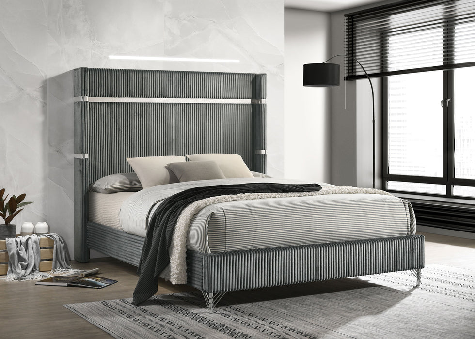 Lucia Eastern King & Queen Bed Beige & Grey - Bargain Furniture (Detroit, MI)