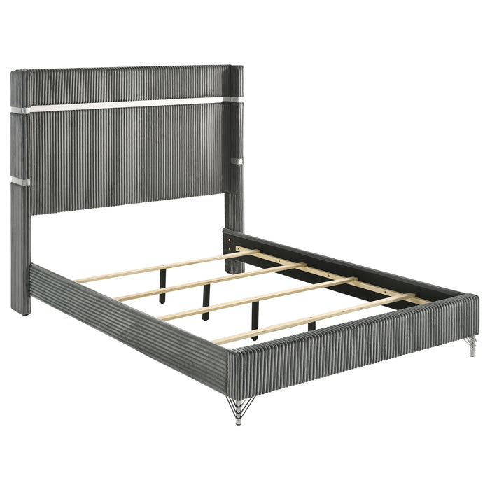 Lucia Eastern King & Queen Bed Beige & Grey - Bargain Furniture (Detroit, MI)