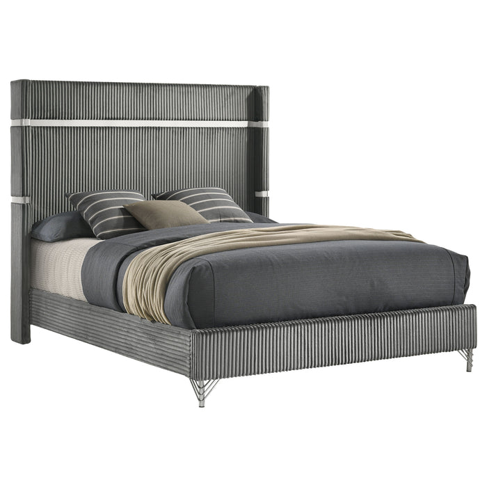 Lucia Eastern King & Queen Bed Beige & Grey - Bargain Furniture (Detroit, MI)