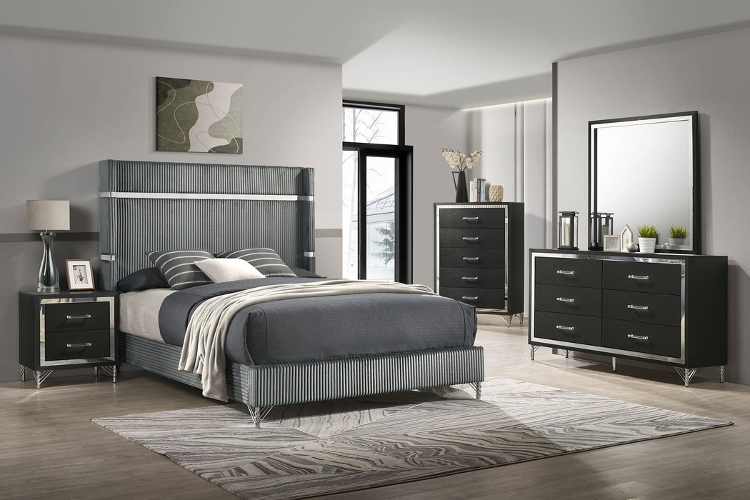 Lucia Eastern King & Queen Bed Beige & Grey - Bargain Furniture (Detroit, MI)