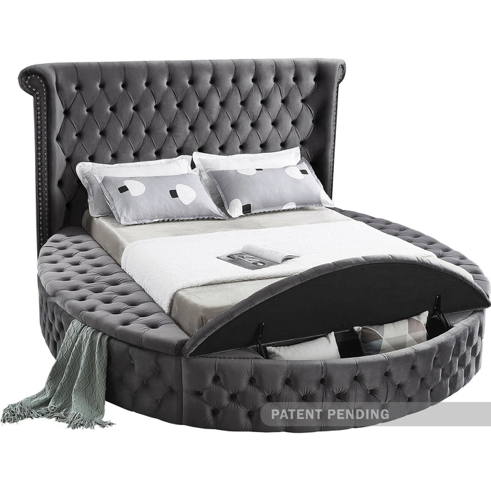 Luxus Grey Velvet Queen Bed (3 Boxes)
