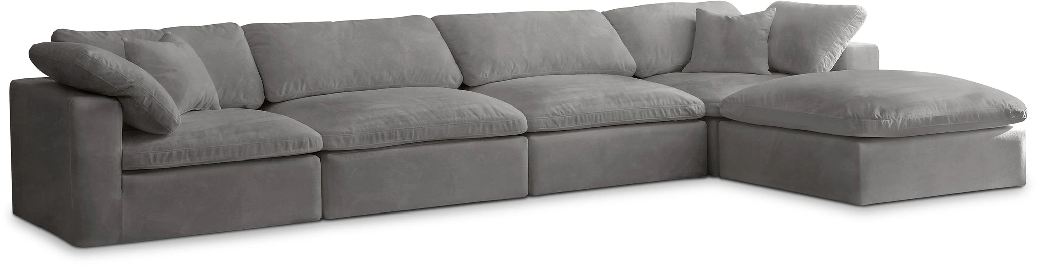 Cozy Grey Velvet Cloud Modular Sectional