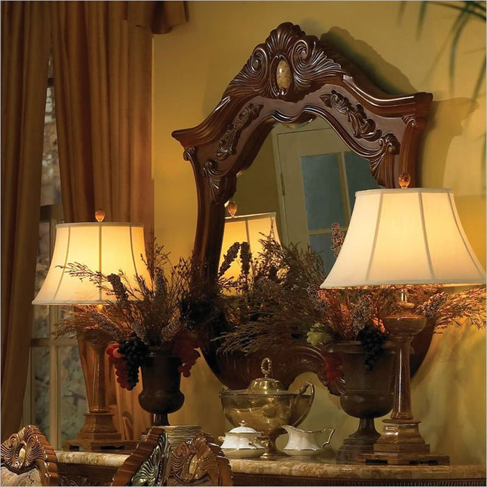 AICO Cortina Mirror in Honey Walnut - Bargain Furniture (Detroit, MI)