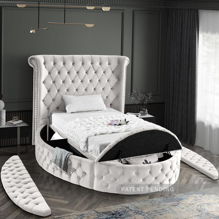 Luxus Cream Velvet Twin Bed (3 Boxes)