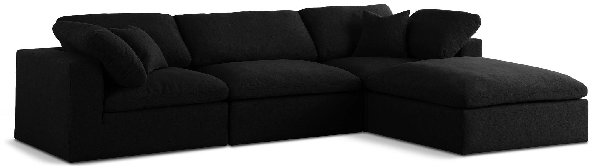 Serene Black Linen Fabric Deluxe Cloud Modular Sectional