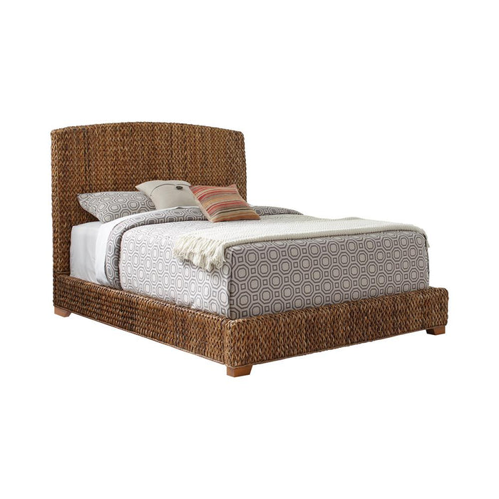 Laughton Hand-Woven Banana Leaf California King, E.King, & Queen Bed Amber - Bargain Furniture (Detroit, MI)