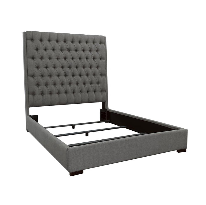 Camille Tall Tufted California King, E.King & Queen Bed Grey - Bargain Furniture (Detroit, MI)