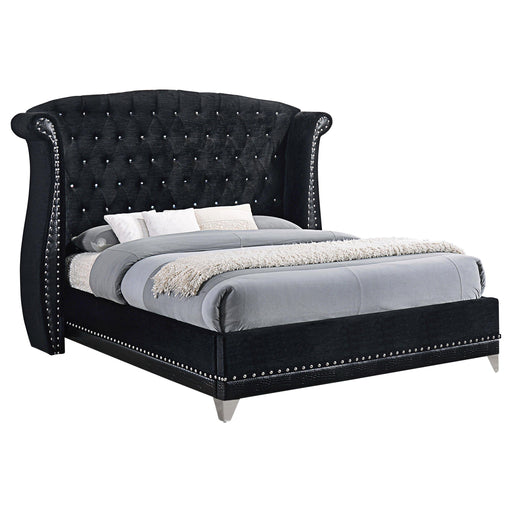 Barzini California King, E.King, & Queen Tufted Upholstered Bed Black - Bargain Furniture (Detroit, MI)