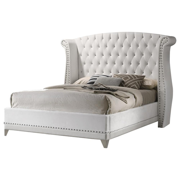 Barzini California King, Eking, & Queen Wingback Tufted Bed White - Bargain Furniture (Detroit, MI)