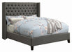 Bancroft Demi-wing Upholstered California King, E.King, Queen & Full Bed Grey - Bargain Furniture (Detroit, MI)