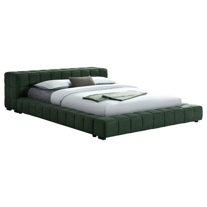 Trinity California King, E.king, Queen, & Full Bed Green & Light Taupe - Bargain Furniture (Detroit, MI)