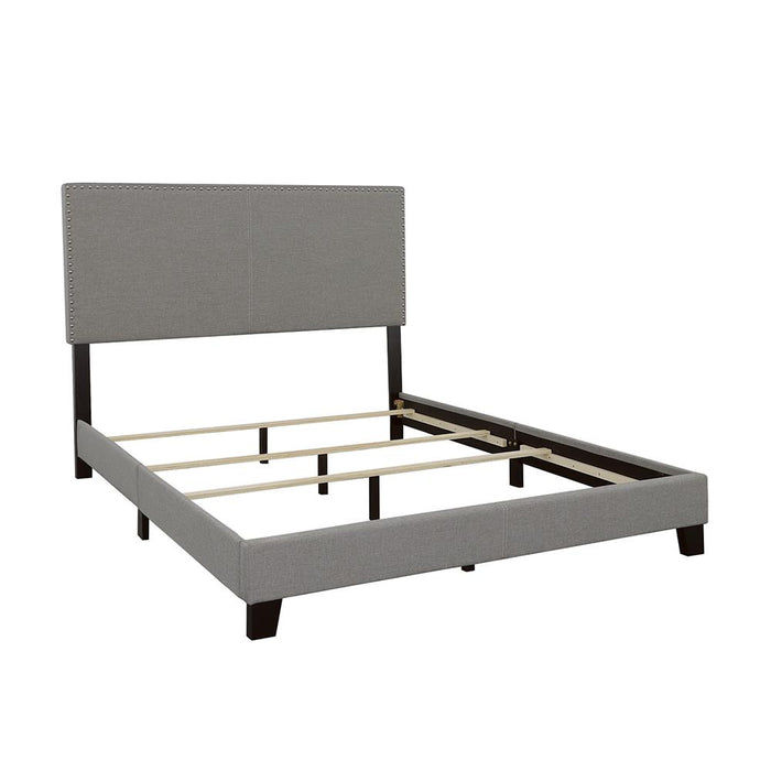 Boyd California King, King, & Queen Upholstered Bed with Nailhead Trim Charcoal & Grey - Bargain Furniture (Detroit, MI)