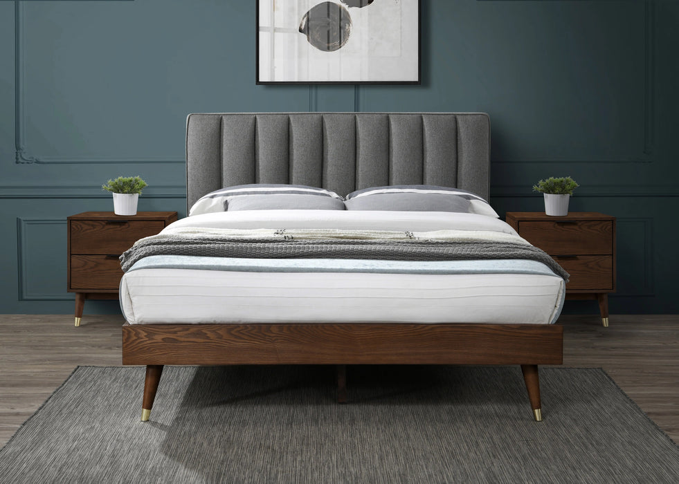 Vance Grey Linen Fabric King Bed (3 Boxes)