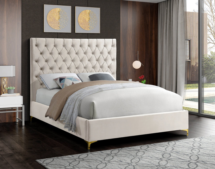 Cruz Cream Velvet Full Bed