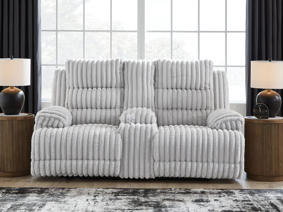 Rhines Falls Power Reclining Loveseat with Console - Bargain Furniture (Detroit, MI)