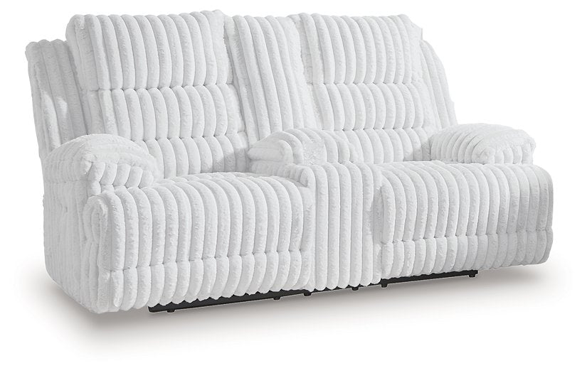 Rhines Falls Power Reclining Loveseat with Console - Bargain Furniture (Detroit, MI)