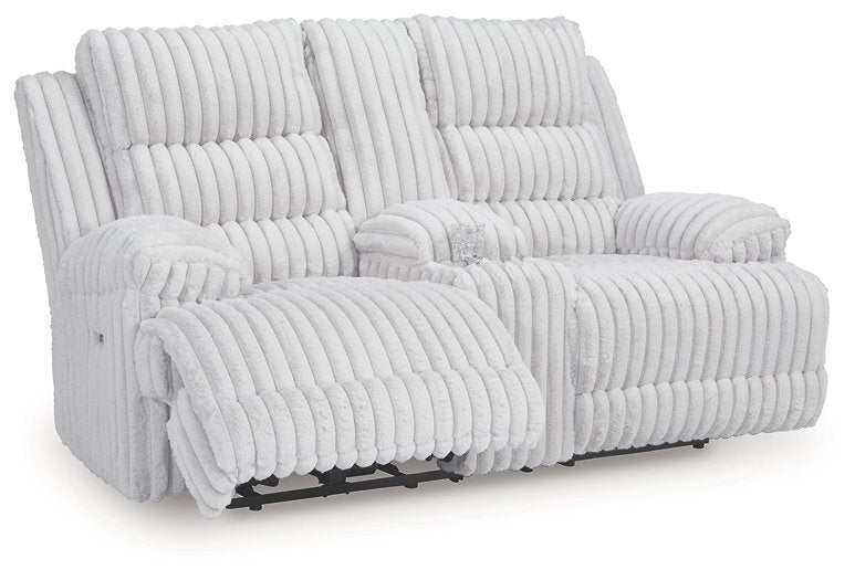 Rhines Falls Power Reclining Loveseat with Console - Bargain Furniture (Detroit, MI)