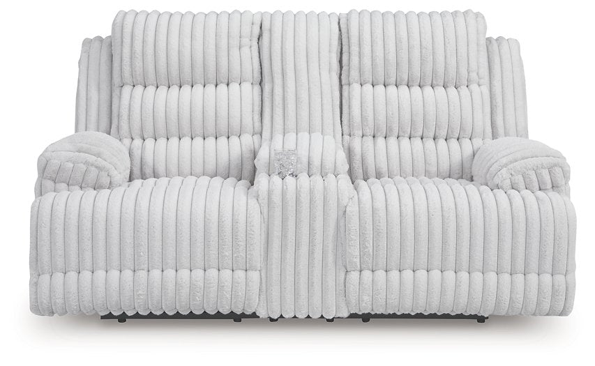 Rhines Falls Power Reclining Loveseat with Console - Bargain Furniture (Detroit, MI)