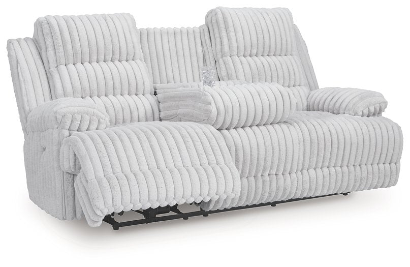 Rhines Falls Power Reclining Sofa with Drop Down Table - Bargain Furniture (Detroit, MI)