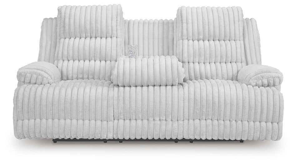 Rhines Falls Power Reclining Sofa with Drop Down Table - Bargain Furniture (Detroit, MI)