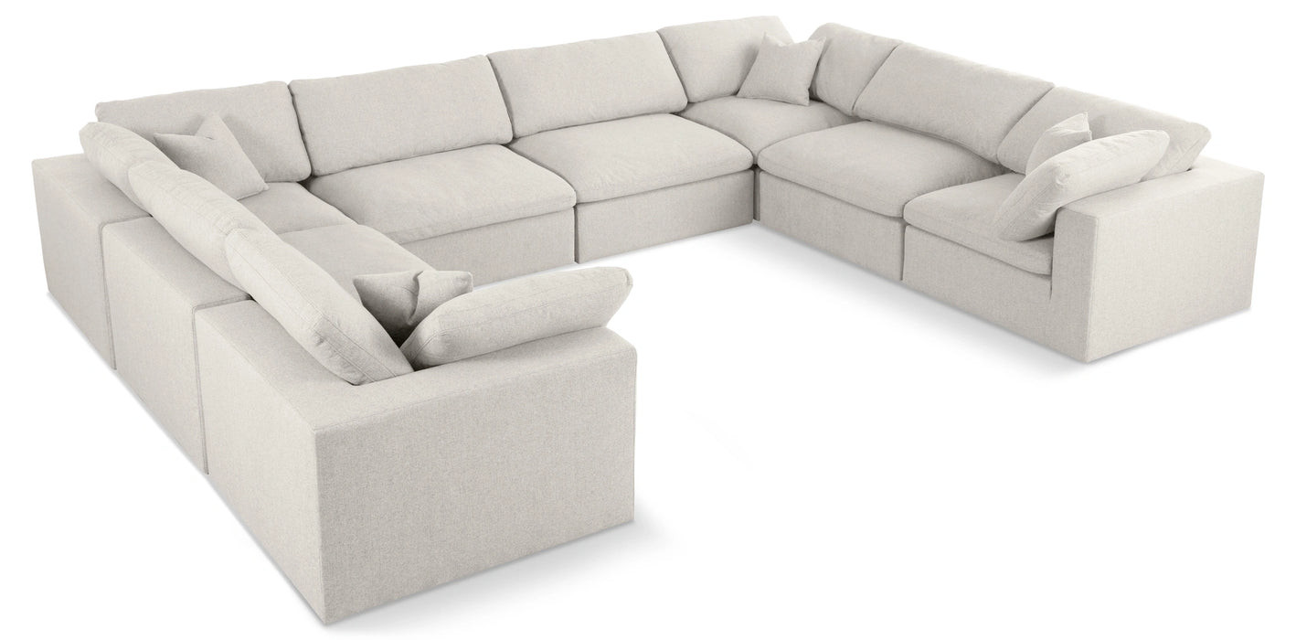 Serene Cream Linen Fabric Deluxe Cloud Modular Sectional