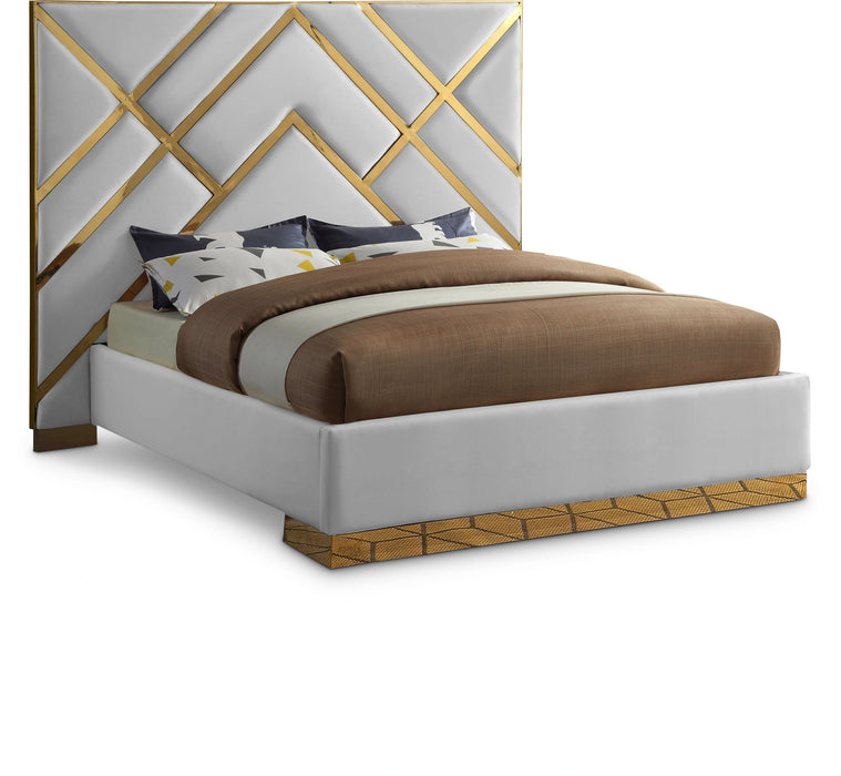 Vector White Faux Leather King Bed
