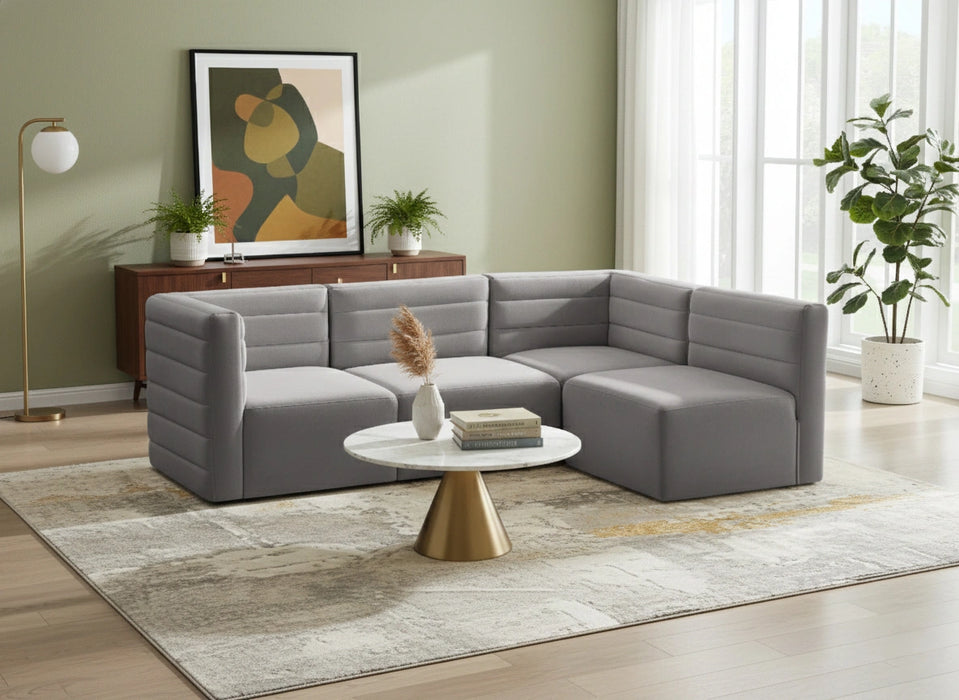 Quincy Grey Velvet Modular Sectional