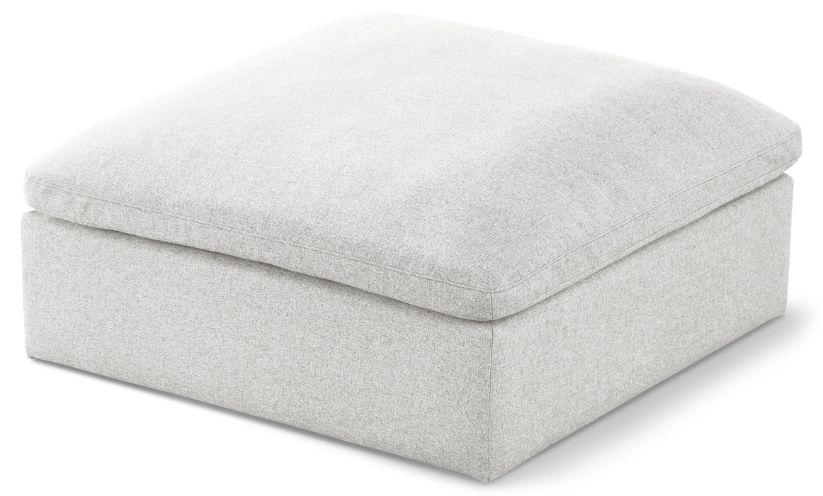 Serene Cream Linen Fabric Deluxe Cloud Ottoman