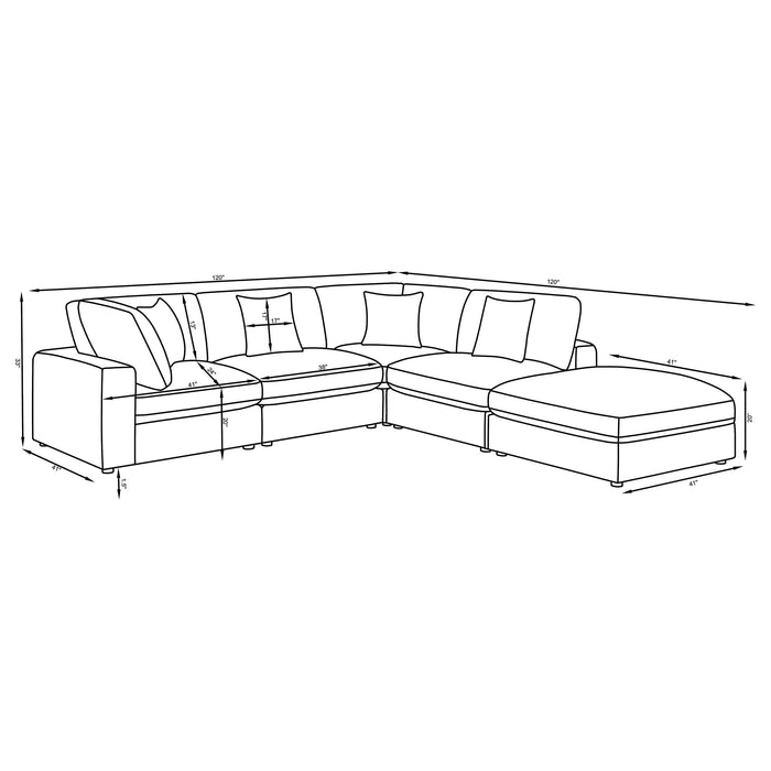 Serene 5-piece Upholstered Modular Sectional Sofa Beige - Bargain Furniture (Detroit, MI)