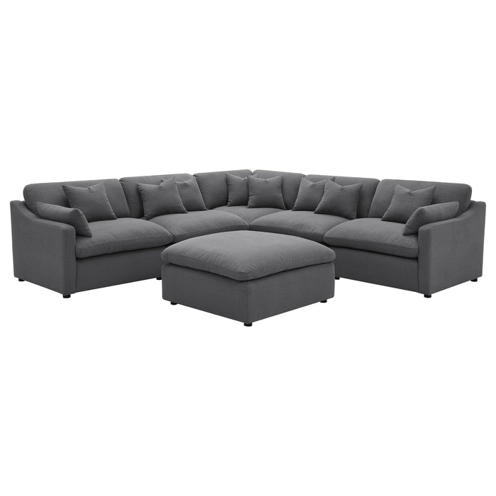 Hobson 6-piece Upholstered Modular Sectional Sofa Charcoal - Bargain Furniture (Detroit, MI)